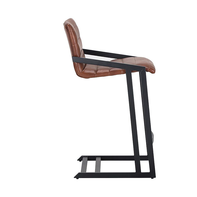 Webber Upholstered Stool with Metal Frame, Black Faux Leather, Counter Stool (26" Seat Height)