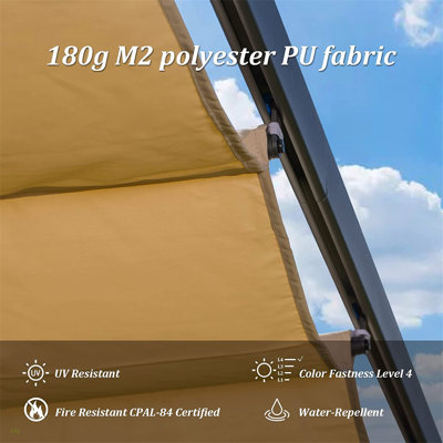 Pergola d'extérieur rétractable avec auvent pare-soleil résistant aux intempéries, pavillon de jardin en aluminium pour barbecue, fête, mariage, patio, cour, terrasse, jardin