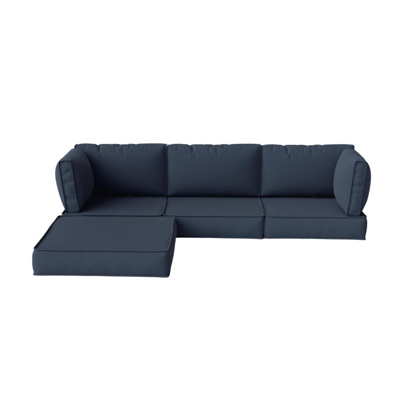 Ensemble de housse de coussin d'extérieur 9 po 9 pièces 9 pièces (ensemble de 3 sièges, 5 dossiers, 1 repose-pieds), Marine