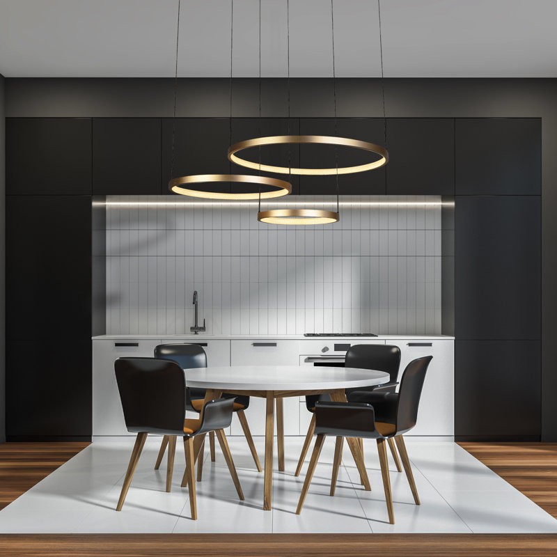 Audrye 3 - Light Gold LED Geometric Pendant