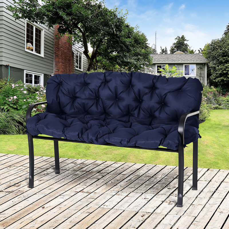 Dark Blue Swing Bench Cushions For Outdoor Living Space Furniture Cushion Bench, 3, Overstuffed And , Patio Chair, /Couch, & Ties Included