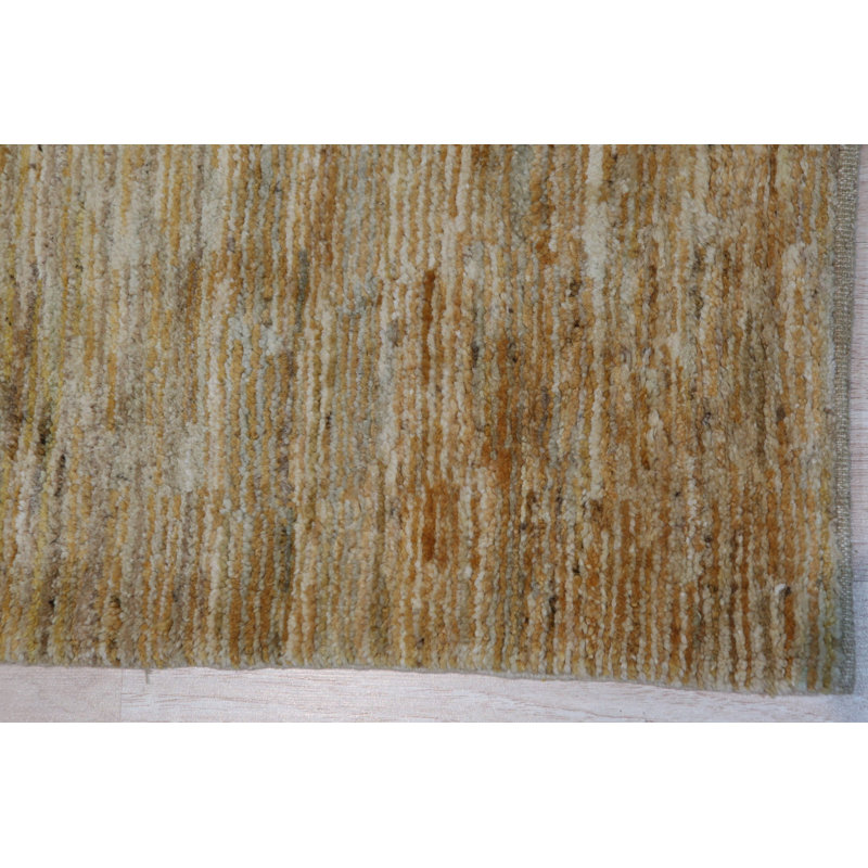 Hand Knotted Wool Geometric Area Rug in Brown
