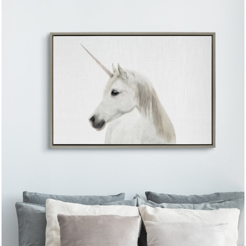 «Unicorn Color» par Simon Te, reproduction d'art sur toile encadrée, H 33 po x l 23 po x P 1,62 po, Gris