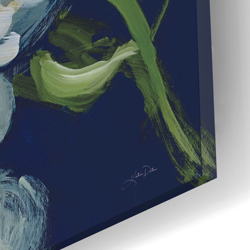 «Peony Season 1 Navy» par Katrina Pete, art mural en verre acrylique, H 12 po x l 16 po x P 0,13 po