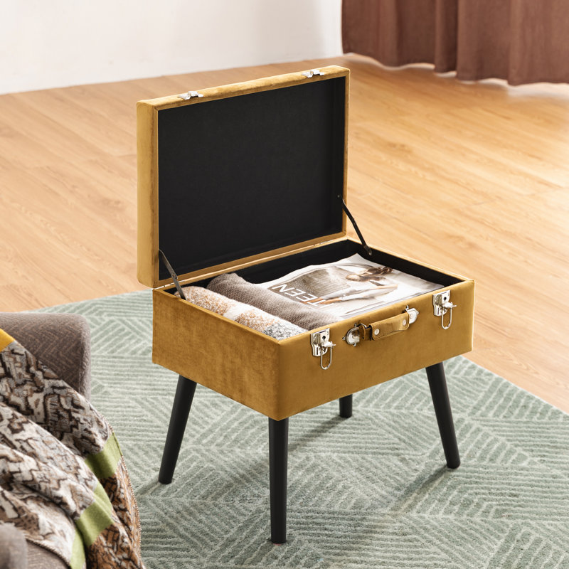 Tabouret de coiffeuse en bois massif Coleridge, Brun / noir