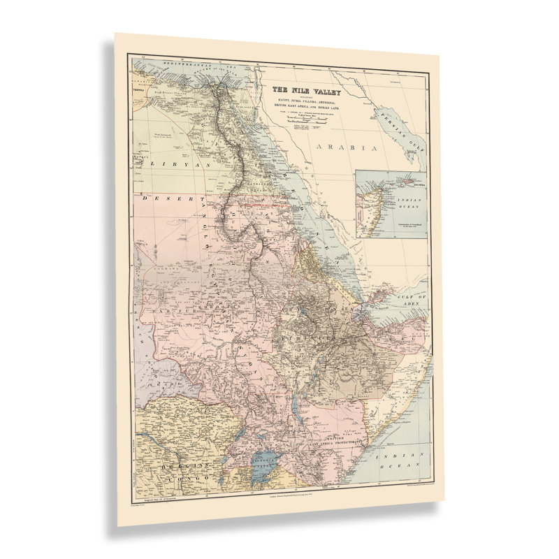 «1910 The Nile Valley Map Wall Art» sur, H 24 po x l 18 po