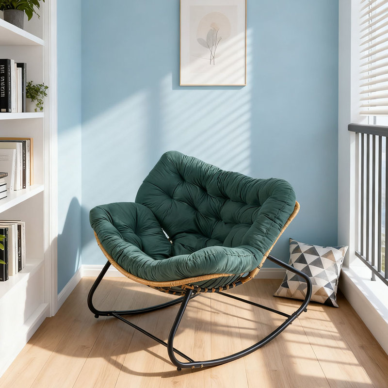 Fleece Fabric；Iron Rocking Chair, Green