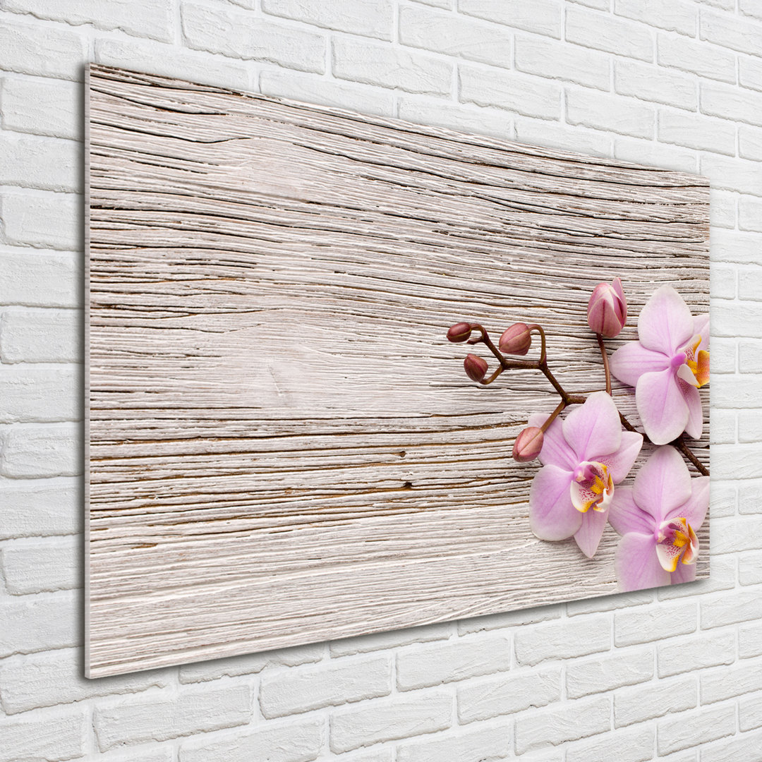 Glasbild Orchid On Wood