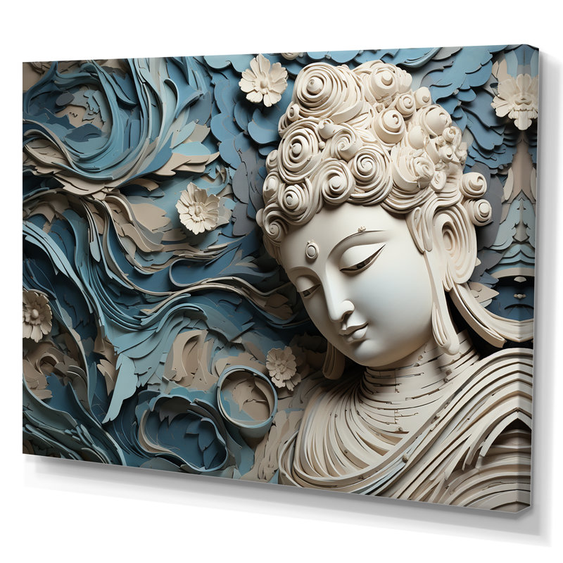 Statue religieuse bouddhisme I - décoration murale bouddhisme, H 34 po x l 44 po x P 1,5 po, Toile tendue