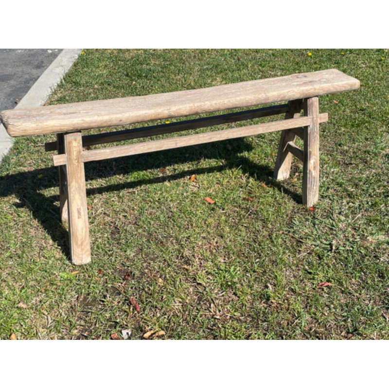 Hajri Solid Wood Bench, Gray, 20" H x 49" W x 7" D