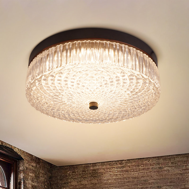 Stunning Glimmering Striped Glass Ceiling Light  11.8 Inch Elegant Modern Flush Mount Ceiling Light For Low Ceilings
