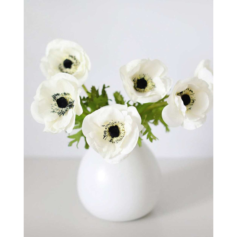 Real Touch Soft Peach Anemone 17.5", White