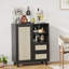 Buffet en rotin avec tablette réglable, buffet avec tiroirs pour le salon, la cuisine, le vestibule-458882190