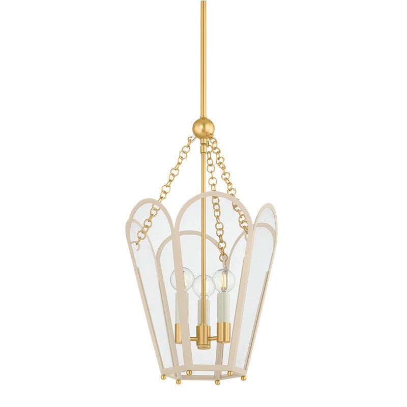 Lanterne Clarisse, Bisque douce, Trois lumières, H 22,25 po x l 13 po x P 13 po