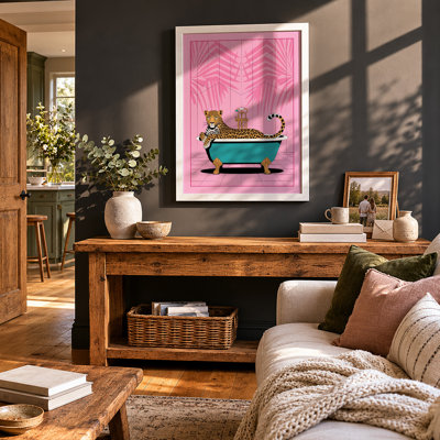 Lounging Leopard Pop Art - Framed Print