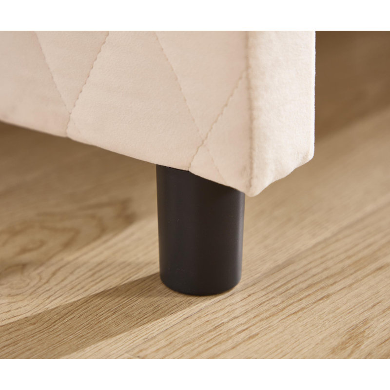 Lit de jour rembourré avec lit gigogne, structure de lit en bois robuste, conception de grille de diamant moderne, pour chambre à coucher, chambre d'amis (beige)