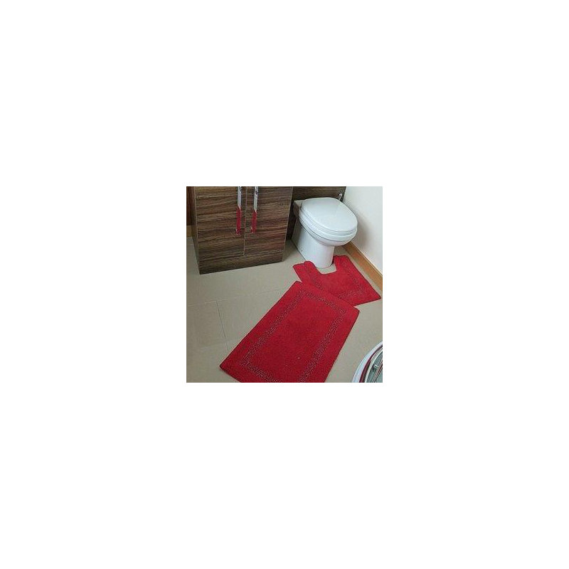 Cotton Non-Slip Bath Rug, Red