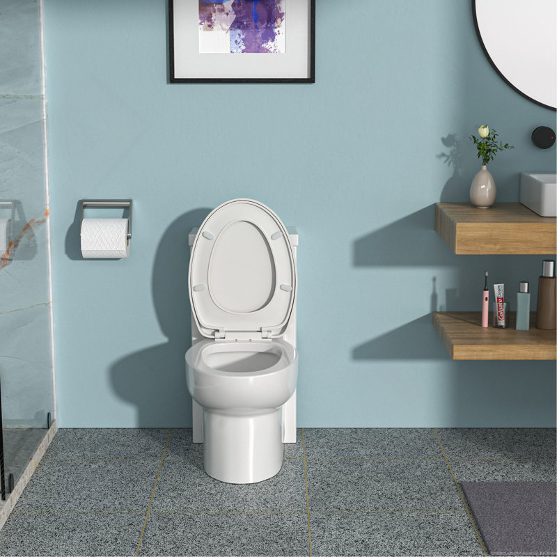 Toilette en céramique une pièce, double chasse avec siège à revêtement doux