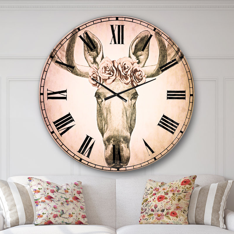 Orignal avec couronne florale Designart - Horloge murale traditionnelle, Surdimensionné