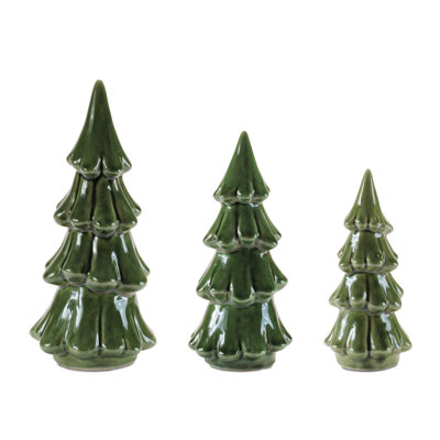 Scalloped Ceramic Pine Tree (Set of 3)