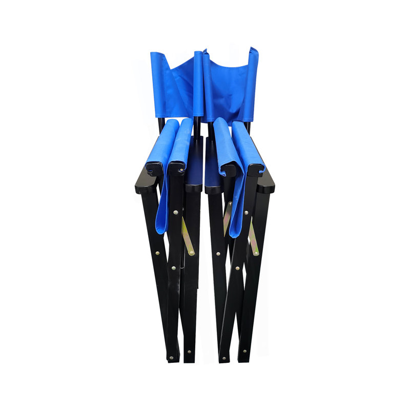 Folding Chair Wooden Director Chair Canvas Folding Chair  Folding Chair  2Pcs/Set   Populus + Canvas (Color : Blue)