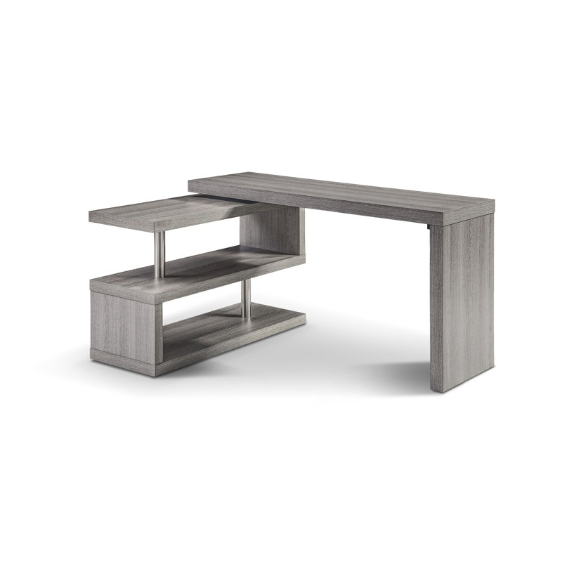 Demetra L-Shaped Writing Desk, Matte Gray