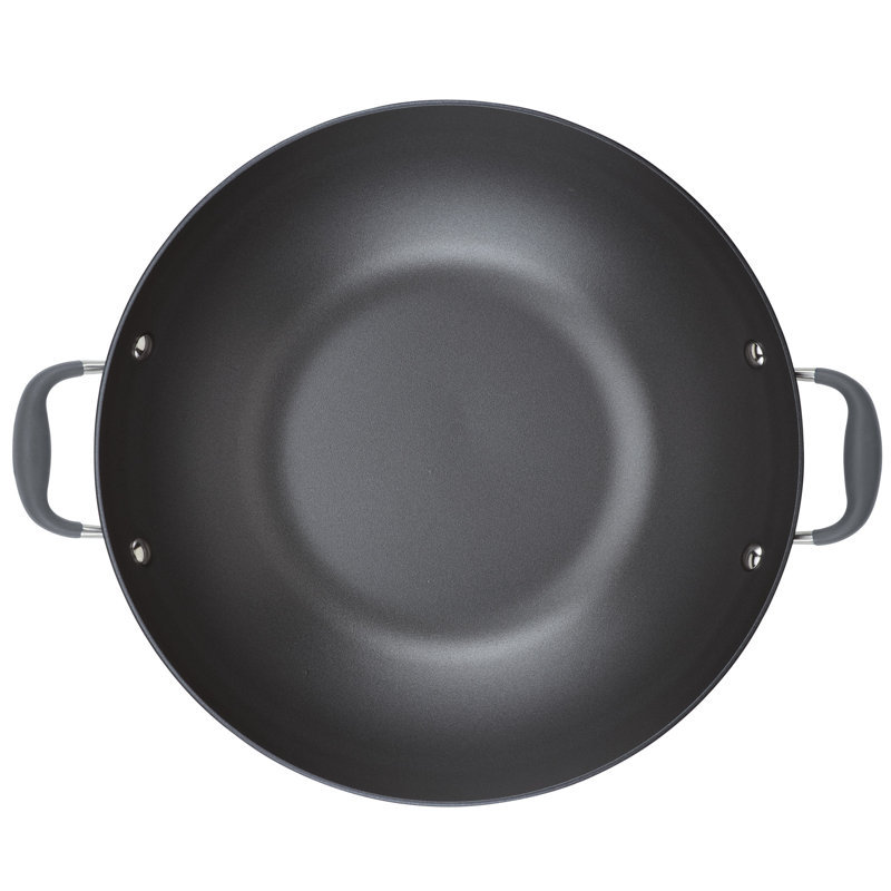 Anolon Advanced Home Hard Anodized Nonstick Wok with Side Handles and Lid, 14 Inch, Gray