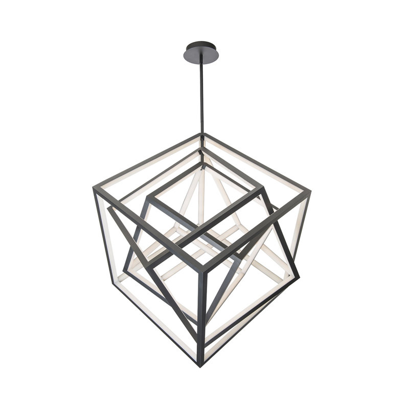 Lustre carré à 1 lumière à DEL Nicolini, H 30 po x l 30 po x P 30 po