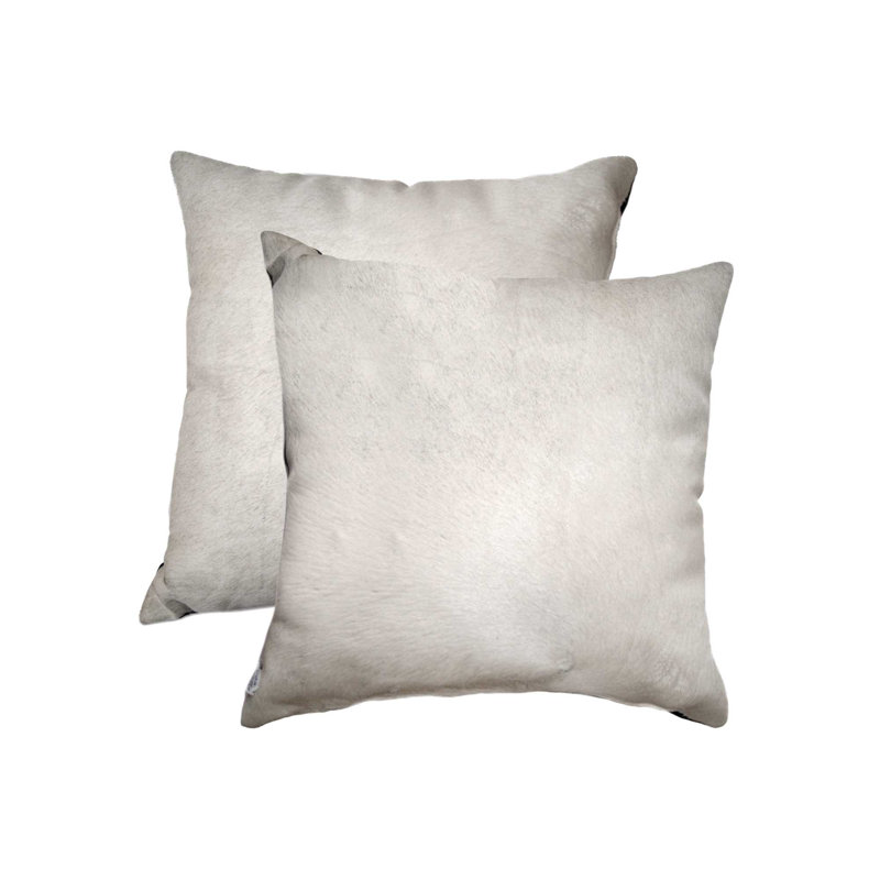 Ensemble de deux coussins décoratifs en peau de vache blanc cassé
