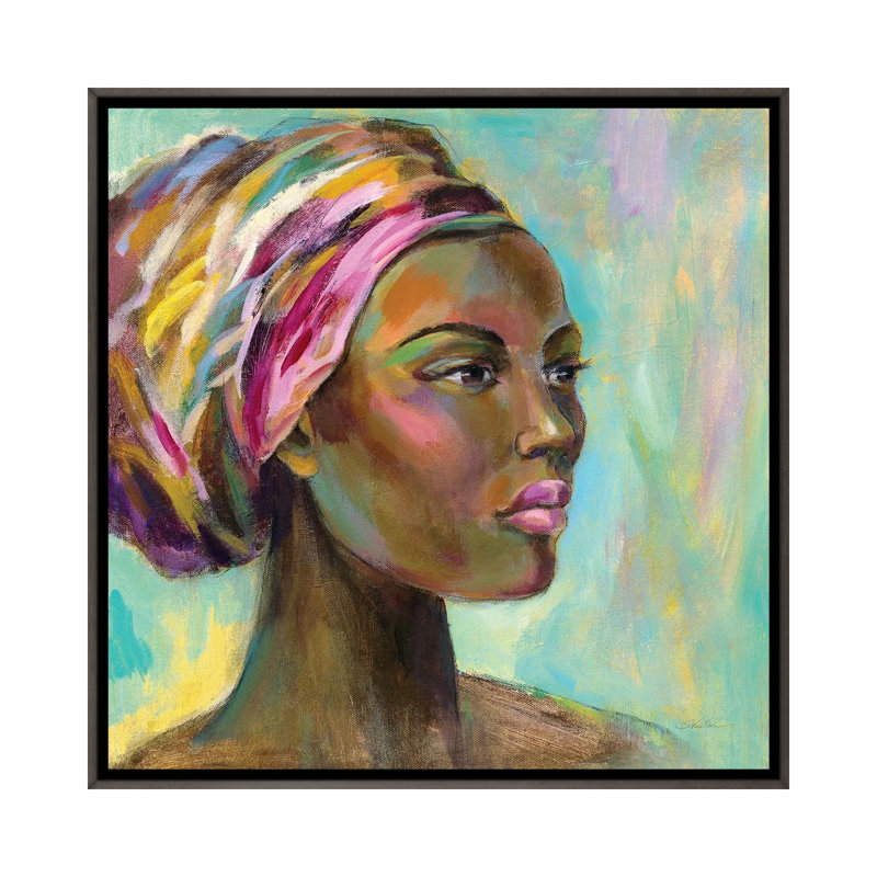 «African Woman I» par Silvia Vassileva - reproduction, H 18 po x l 18 po x P 1,5 po, Toile encadrée de bois rustique foncé