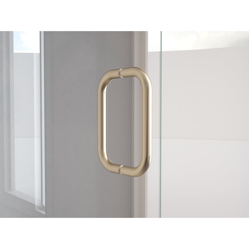 Illusion Series 47'' - 47'' W x 70'' H Hinged Frameless Shower Door with Clear Glass, Brushed Nickel
