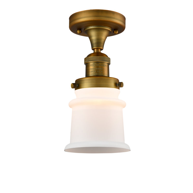 Alexandira Glass Semi Flush Mount, No Bulb Included, Matte White Cased, Brushed Brass