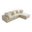 Canapé modulaire Cloud, canapés modulaires surdimensionnés pour le salon, ensemble de canapés à assise profonde, canapé en L en velours côtelé avec 1 repose-pieds (beige)-1834480027