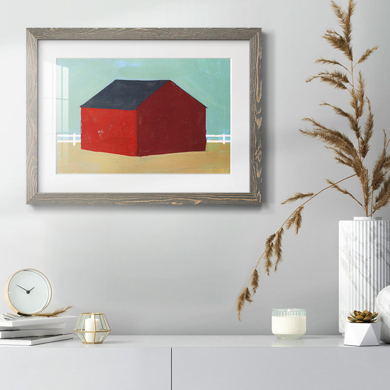 Big Red One III - impression encadrée rustique avec tableau mat, H 22 po x l 32 po x P 1,5 po, Gris