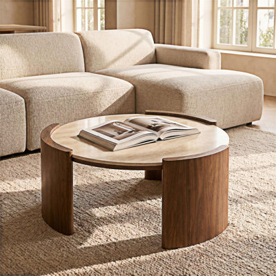 Table basse ronde en pierre frittée