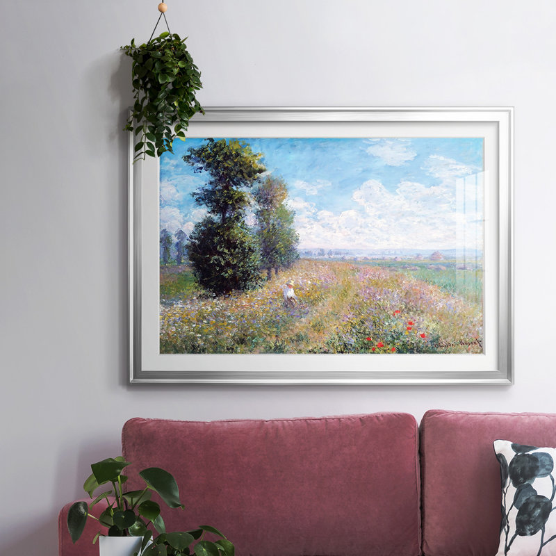 «Meadow with Poplars», 1875, reproduction d'art encadrée, Argent, H 19 po x l 27 po x P 1,5 po