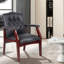 Chaise d'invité en cuir à dossier moyen avec siège rembourré et garniture cloutée, chaise d'appoint de bureau ou de réception, H 35,83 po x l 20 po x P 26,57 po-25967268