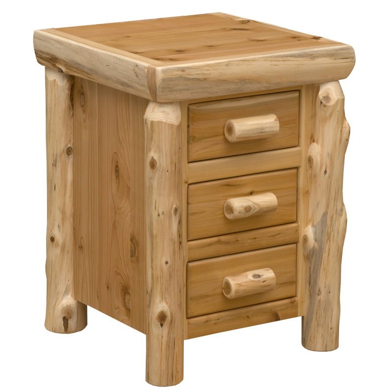 Table de chevet à trois tiroirs Fireside Lodge Cedar - Naturel, Traditionnel