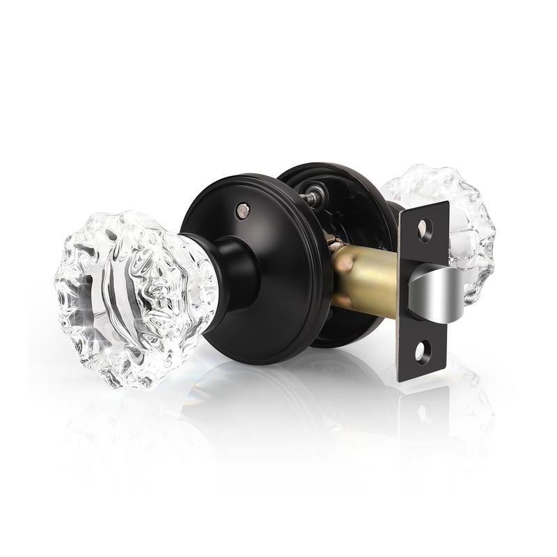 Crystal Privacy Door Knobs, Matte Black, Privacy (Bed & Bath)
