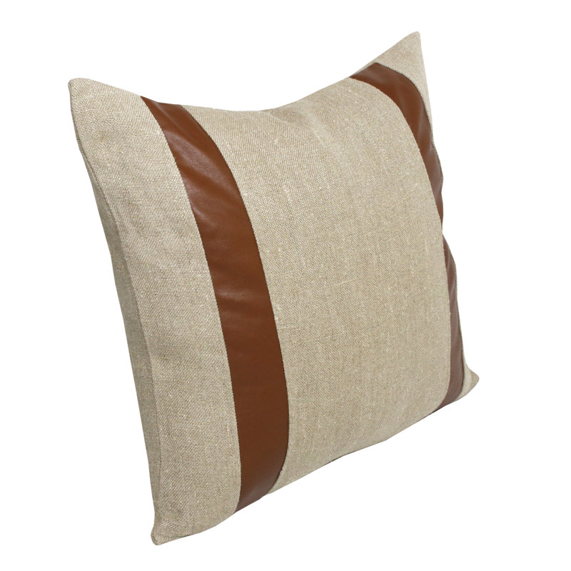 Housse de coussin carré rayée en lin, polyester