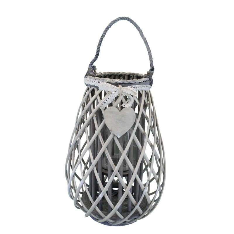 Glass Tabletop Lantern, Grey, 40" H x 28" W x 28" D