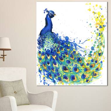 Splendor Peacock Framed On Canvas by Brazen Design Studio Print