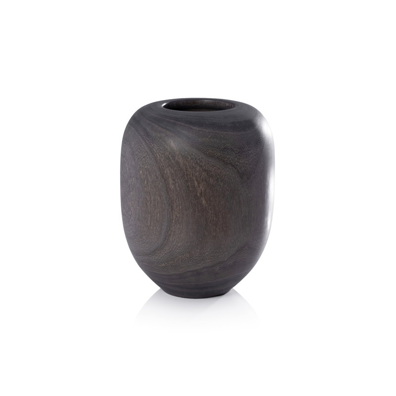Vase en bois Sylva, H 9 po x l 7,25 po x P 7,25 po