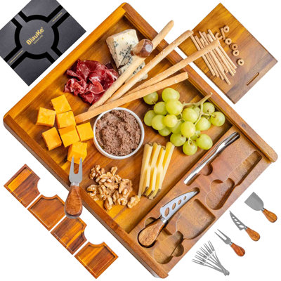 Wooden Cheese Board Set - Wooden Serving Board/Tray Made of Acacia - Includes Serving Platters and Cheese Tools