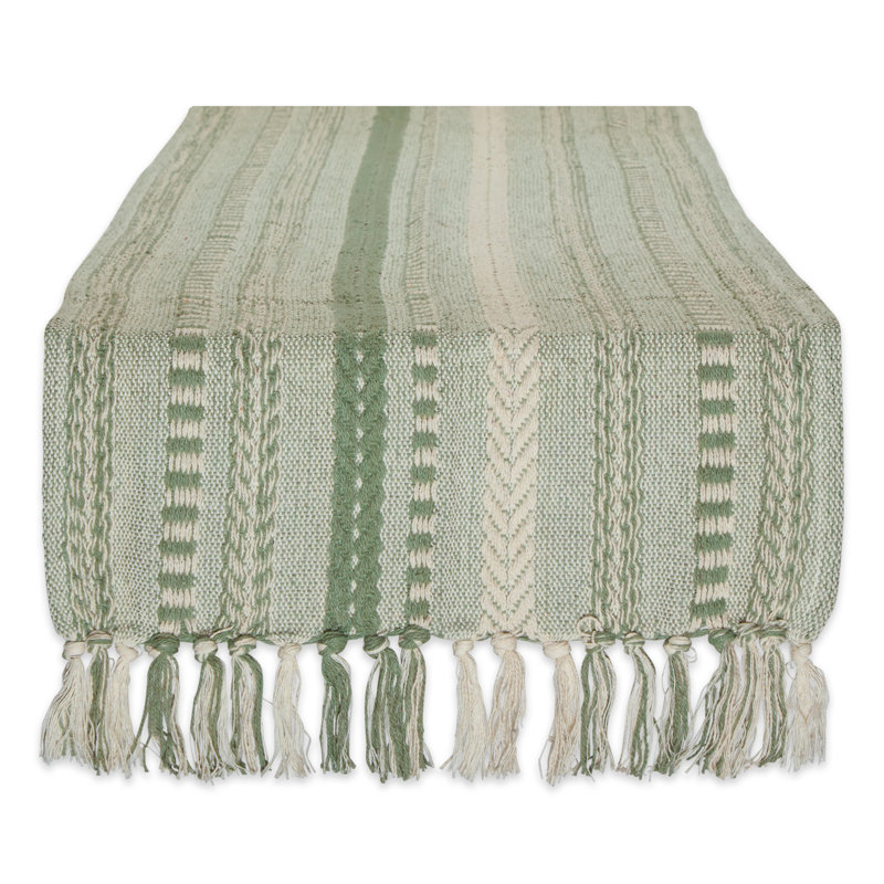 Elco Striped Table Runner, Artichoke Green, 15'' x 72''