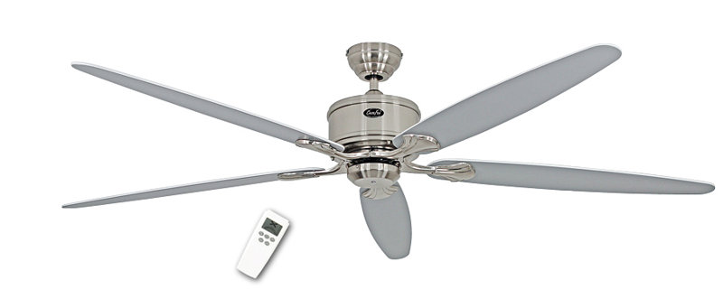 Allman 180cm Ceiling Fan, Brushed Chrome with Lacquered White and Lacquered