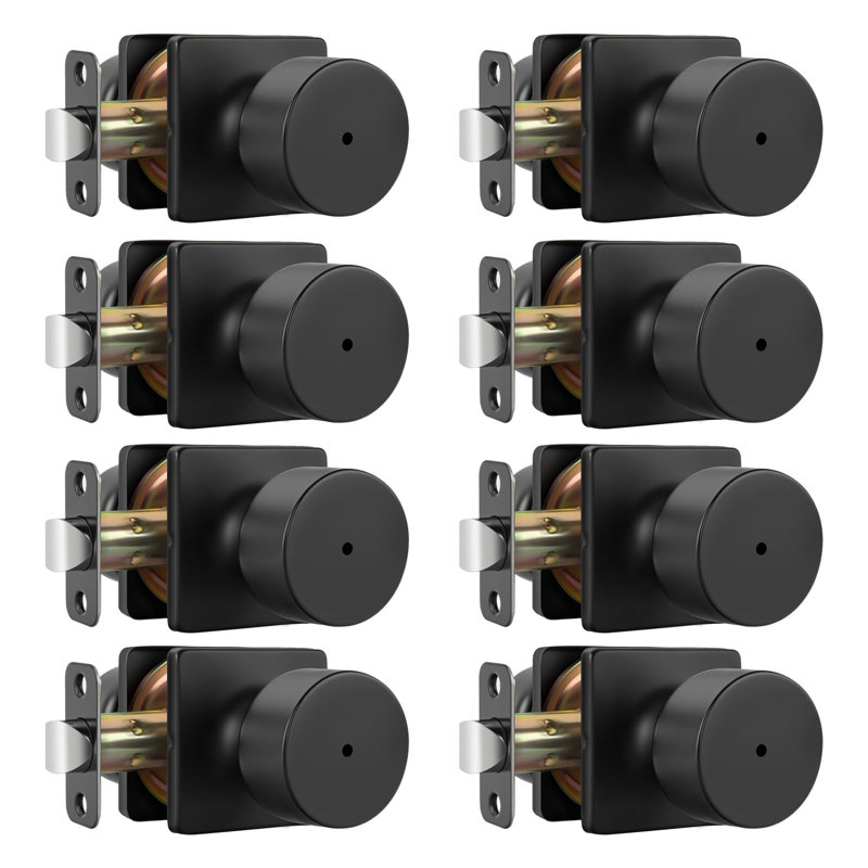 Matte Black Door Knobs Interior, Privacy Bedroom Door Knob with Lock, Black Interior Door Knobs Bathroom 8 Pack