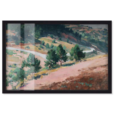 Décoration murale rustique «Ochre Hills I» par Art Remedy, cadre noir, 55 x 37
