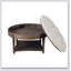 Grande table basse ronde avec repose-pieds imperméable avec rangement à 2 niveaux et capitonnage surdimensionné pour une vie moderne-708161450