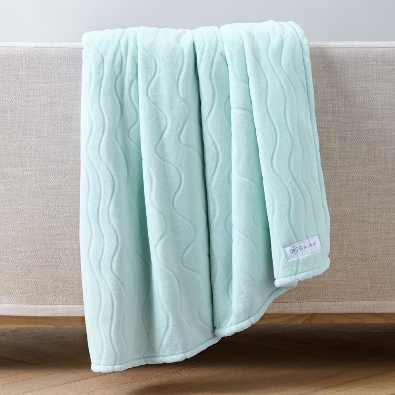 Jeté 100% polyester GAIAM Velvetloft, Turquoise pâle, Jeté